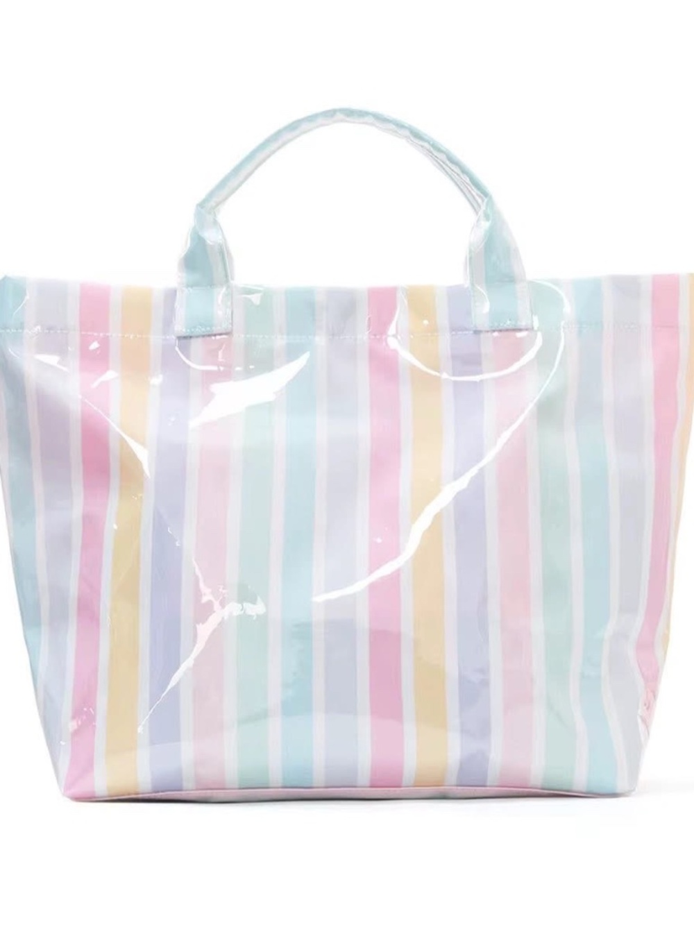 Waterproof Striped Beach Tote | Oversized Pool & Boat Bag - Rainbow Stripe